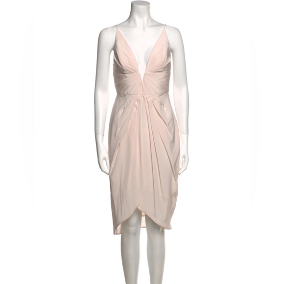 Zimmermann Silk Plunge Drape Dress Moonstone Blush (3) - Picture 1 of 9